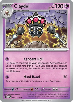 Claydol Pokemon card from Obsidian Flames, card number 95