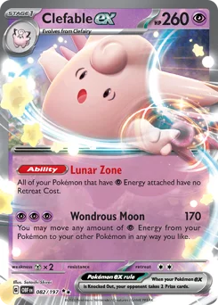 Clefable ex Pokemon card from Obsidian Flames, card number 82