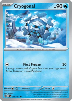 Cryogonal Pokemon card from Obsidian Flames, card number 55
