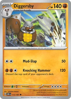 Diggersby Pokemon card from Obsidian Flames, card number 113