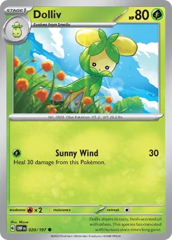Dolliv Pokemon card from Obsidian Flames, card number 20