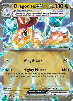 Dragonite ex Pokemon card from Obsidian Flames, card number 159
