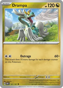 Drampa Pokemon card from Obsidian Flames, card number 161