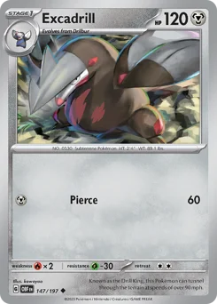 Excadrill Pokemon card from Obsidian Flames, card number 147