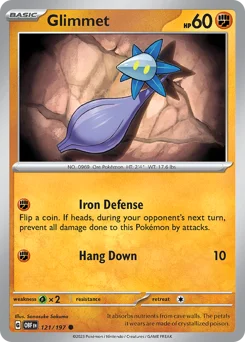 Glimmet Pokemon card from Obsidian Flames, card number 121