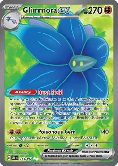 Glimmora ex Pokemon card from Obsidian Flames, card number 213