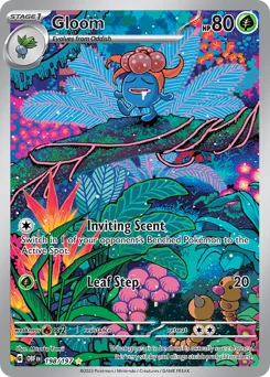 Gloom Pokemon card from Obsidian Flames, card number 198