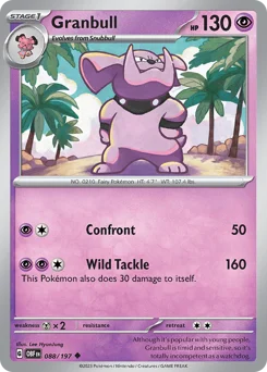 Granbull Pokemon card from Obsidian Flames, card number 88