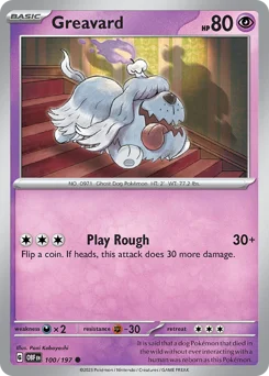 Greavard Pokemon card from Obsidian Flames, card number 100