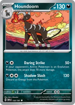 Houndoom Pokemon card from Obsidian Flames, card number 133