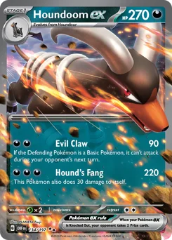 Houndoom ex Pokemon card from Obsidian Flames, card number 134