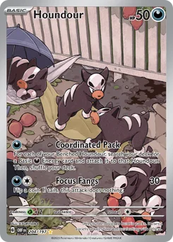 Houndour Pokemon card from Obsidian Flames, card number 204