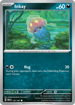 Inkay Pokemon card from Obsidian Flames, card number 137