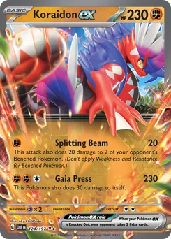 Koraidon ex Pokemon card from Obsidian Flames, card number 124