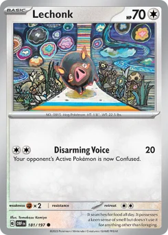Lechonk Pokemon card from Obsidian Flames, card number 181