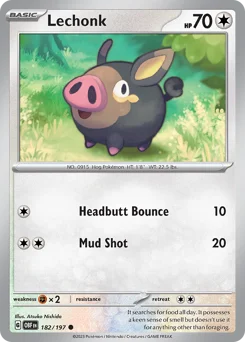 Lechonk Pokemon card from Obsidian Flames, card number 182