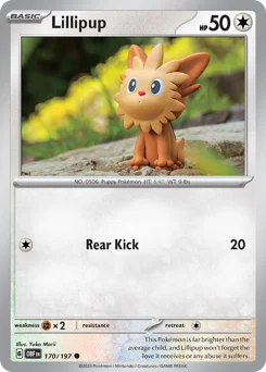 Lillipup Pokemon card from Obsidian Flames, card number 170
