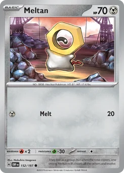Meltan Pokemon card from Obsidian Flames, card number 152