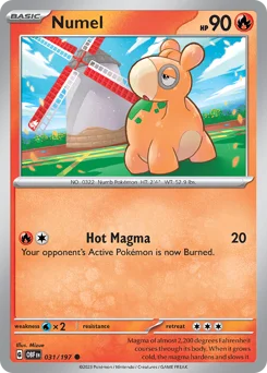 Numel Pokemon card from Obsidian Flames, card number 31