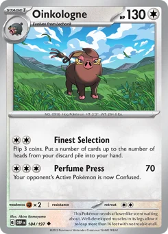 Oinkologne Pokemon card from Obsidian Flames, card number 184