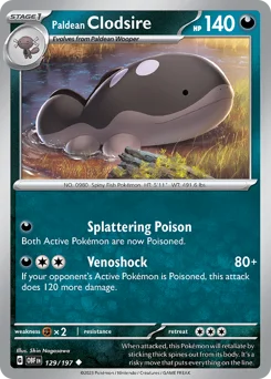Paldean Clodsire Pokemon card from Obsidian Flames, card number 129