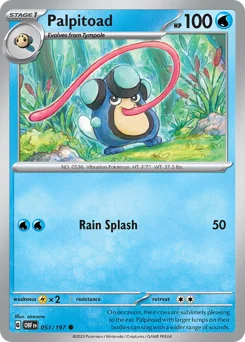 Palpitoad Pokemon card from Obsidian Flames, card number 51