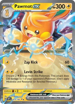 Pawmot ex Pokemon card from Obsidian Flames, card number 73