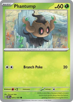 Phantump Pokemon card from Obsidian Flames, card number 11