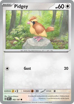Pidgey Pokemon card from Obsidian Flames, card number 162