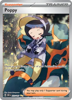 Poppy Pokemon card from Obsidian Flames, card number 227