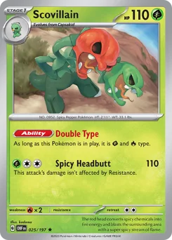 Scovillain Pokemon card from Obsidian Flames, card number 25