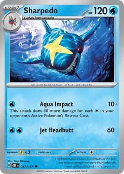 Sharpedo Pokemon card from Obsidian Flames, card number 47