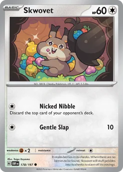 Skwovet Pokemon card from Obsidian Flames, card number 178