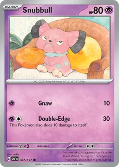 Snubbull Pokemon card from Obsidian Flames, card number 87