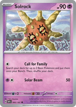 Solrock Pokemon card from Obsidian Flames, card number 93