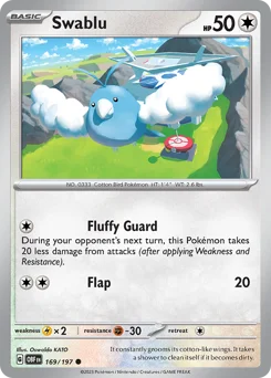 Swablu Pokemon card from Obsidian Flames, card number 169