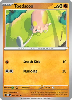 Toedscool Pokemon card from Obsidian Flames, card number 118