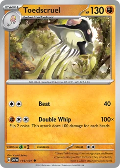 Toedscruel Pokemon card from Obsidian Flames, card number 119