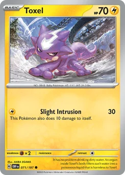 Toxel Pokemon card from Obsidian Flames, card number 71