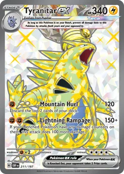 Tyranitar ex Pokemon card from Obsidian Flames, card number 211