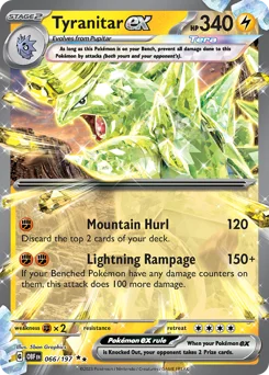 Tyranitar ex Pokemon card from Obsidian Flames, card number 66