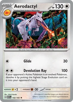 Aerodactyl Pokemon card from 151, card number 142