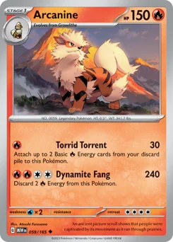 Arcanine Pokemon card from 151, card number 59