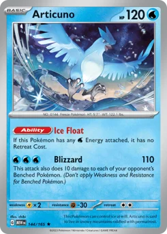 Articuno Pokemon card from 151, card number 144