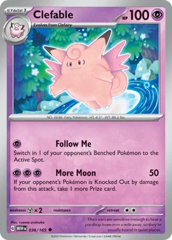 Clefable Pokemon card from 151, card number 36