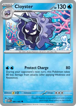 Cloyster Pokemon card from 151, card number 91