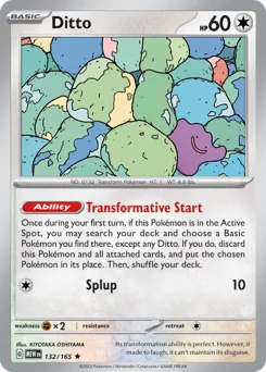 Ditto Pokemon card from 151, card number 132