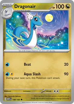 Dragonair Pokemon card from 151, card number 148