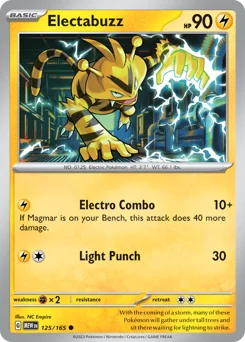 Electabuzz Pokemon card from 151, card number 125
