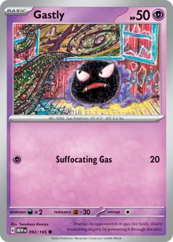 Gastly Pokemon card from 151, card number 92